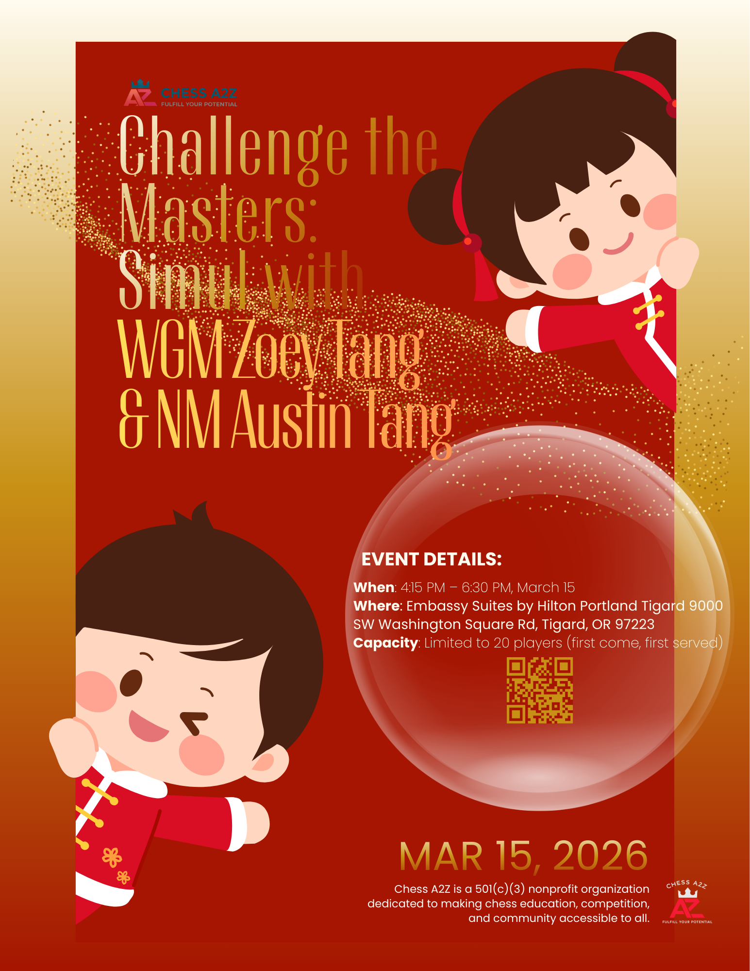 Challenge the Masters: Simul with WGM Zoey Tang & NM Austin Tang